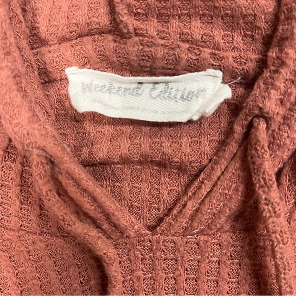 Weekend edition darker pink / reddish color long sleeve womens shirt with hood. - Picture 8 of 8